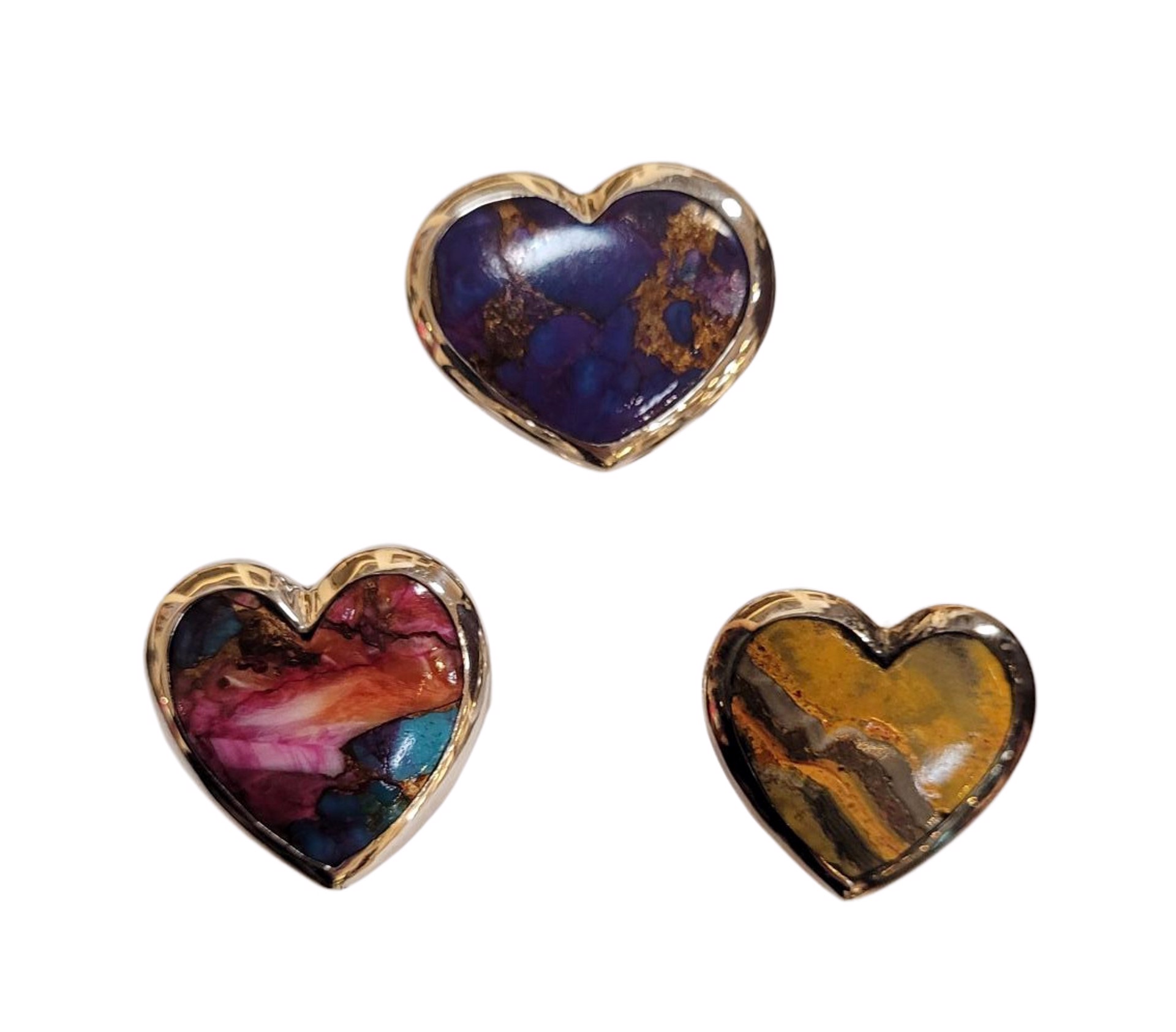 Ring -  Bumblebee Jasper, Lapis, Onyx and Turquoise Matrix Hearts by Indigo Desert Ranch - Jewelry