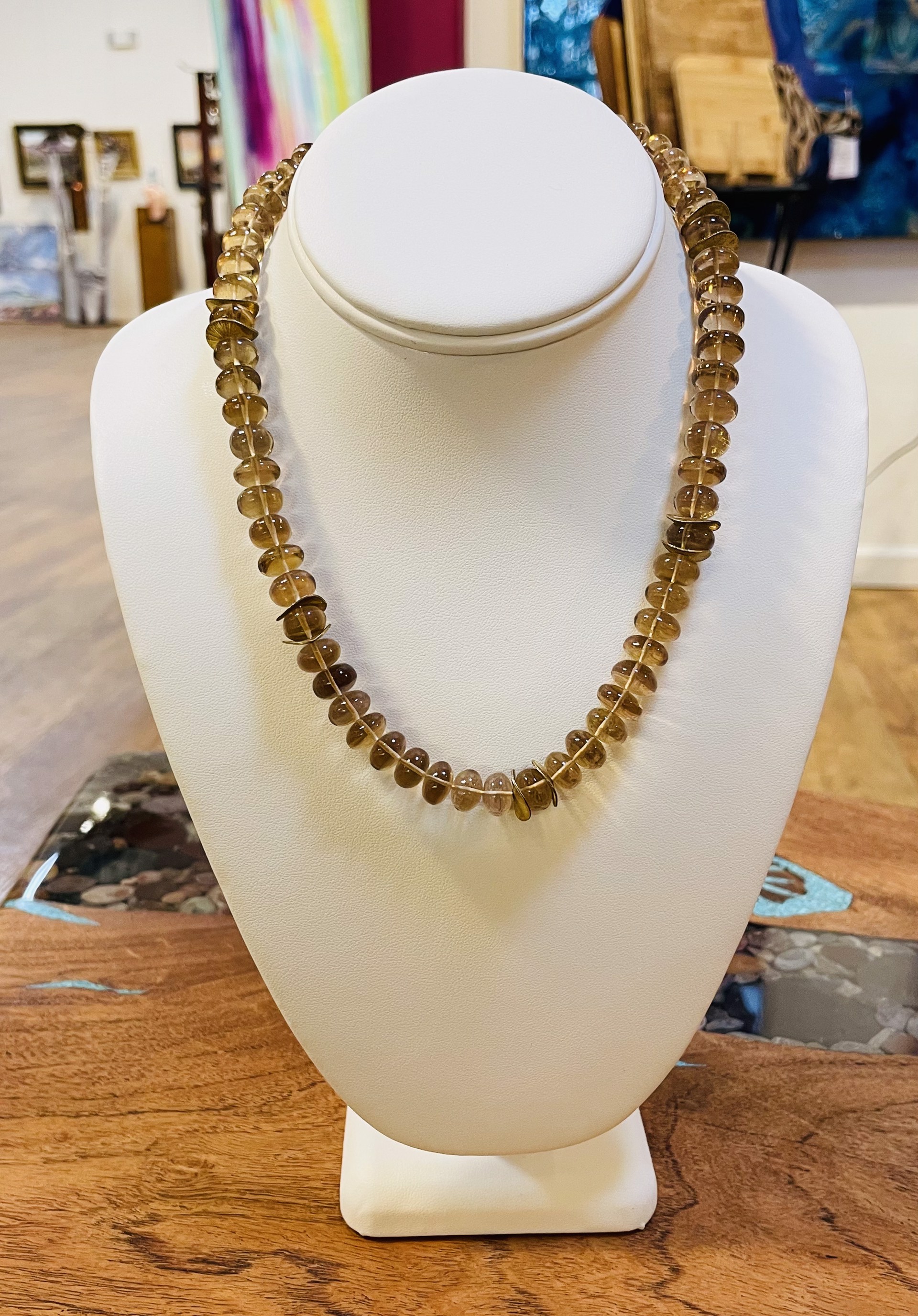 Necklace - Whiskey Smoked Quartz And Gold Vermeil by Bonnie Jaus