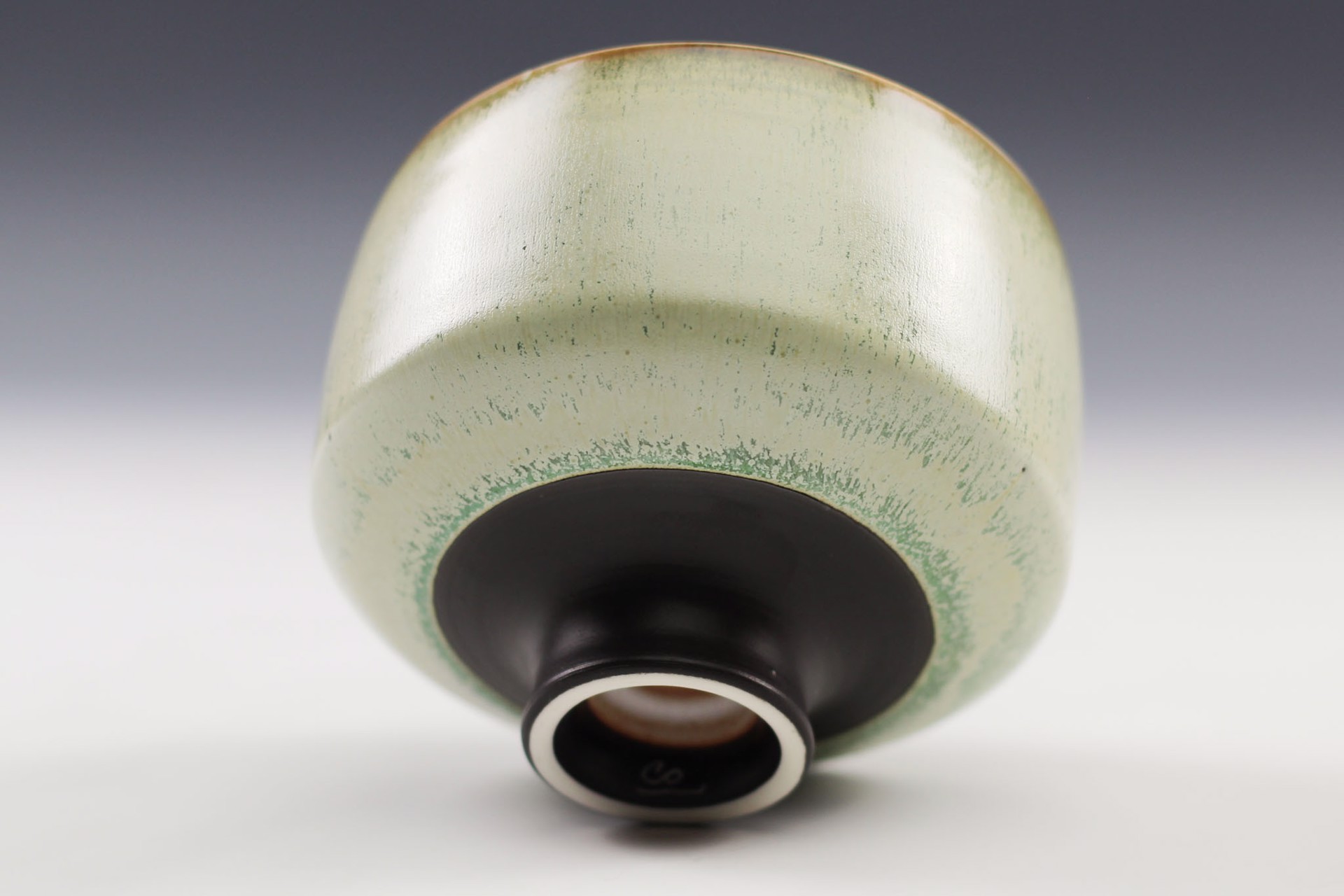 Tea Bowl with Green Dot by Charlie Olson