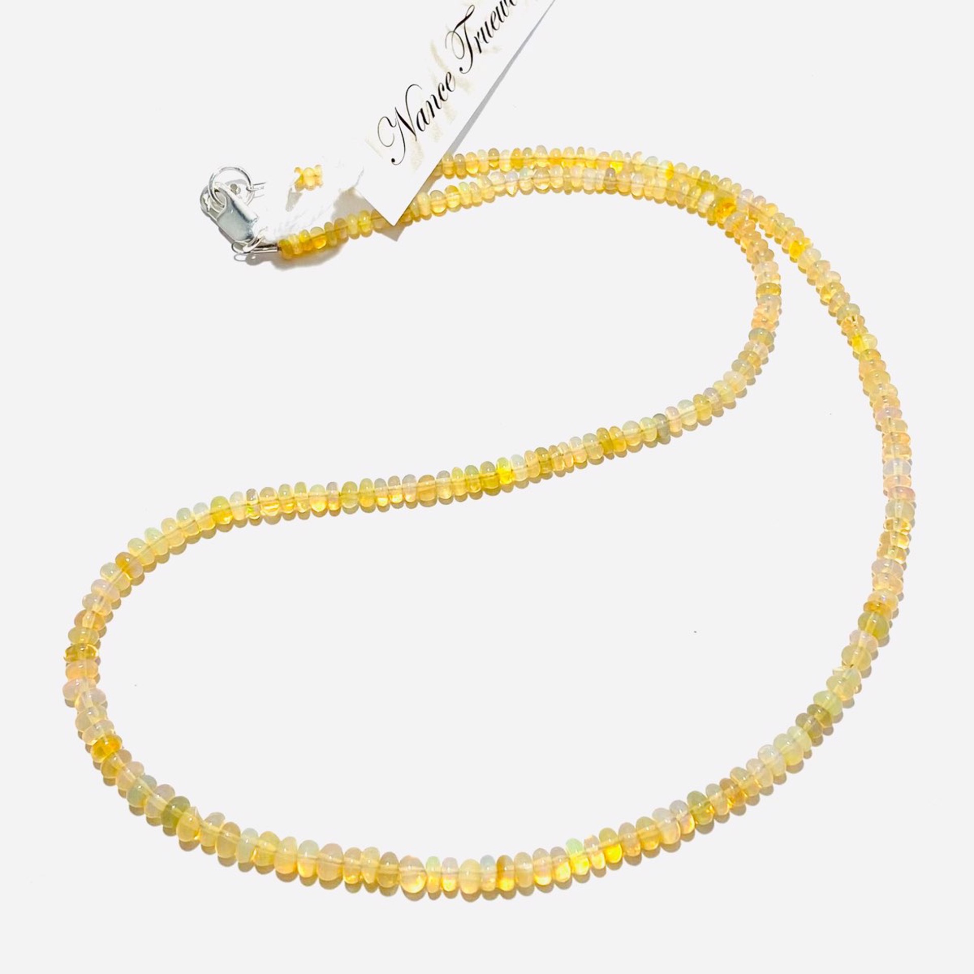 NT22-248 Ethiopian Oval Opal Bead Strand Necklace by Nance Trueworthy