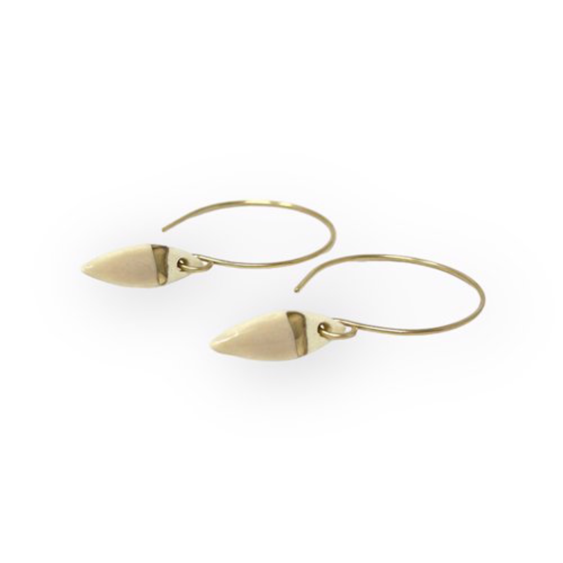 Tiny Hoops w/ Tiny Leaf Earrings - Pale Pink/Gold Line by Zoe Comings