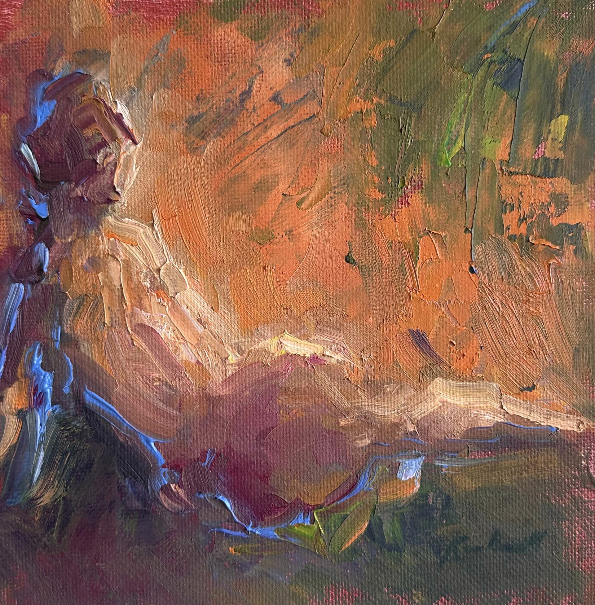 "Figure in Orange Light" original oil painting by Karen Hewitt Hagan
