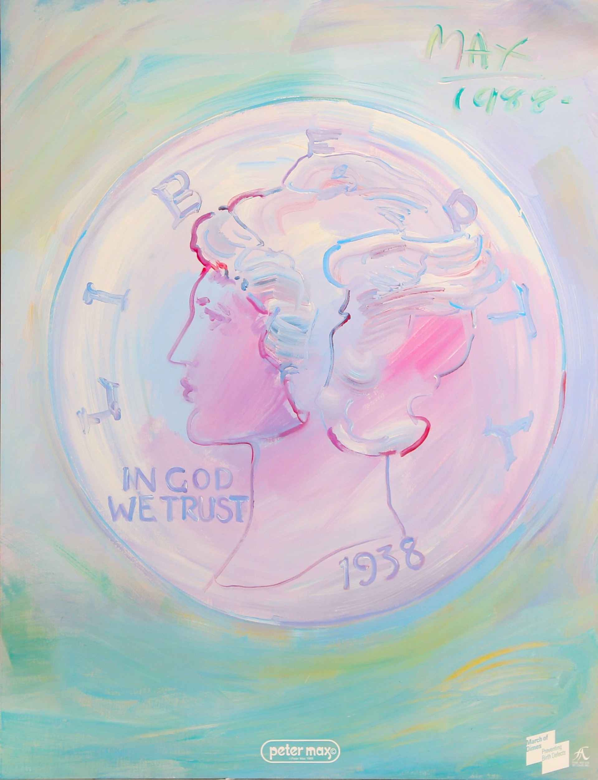 Liberty In God We Trust - Mercury Dime by Peter Max