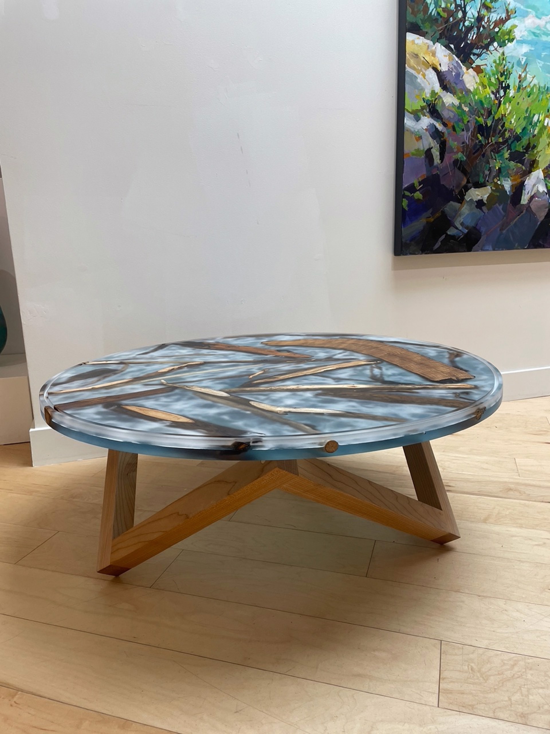 Coastal Driftwood Coffee Table Round by Benjamin McLaughlin