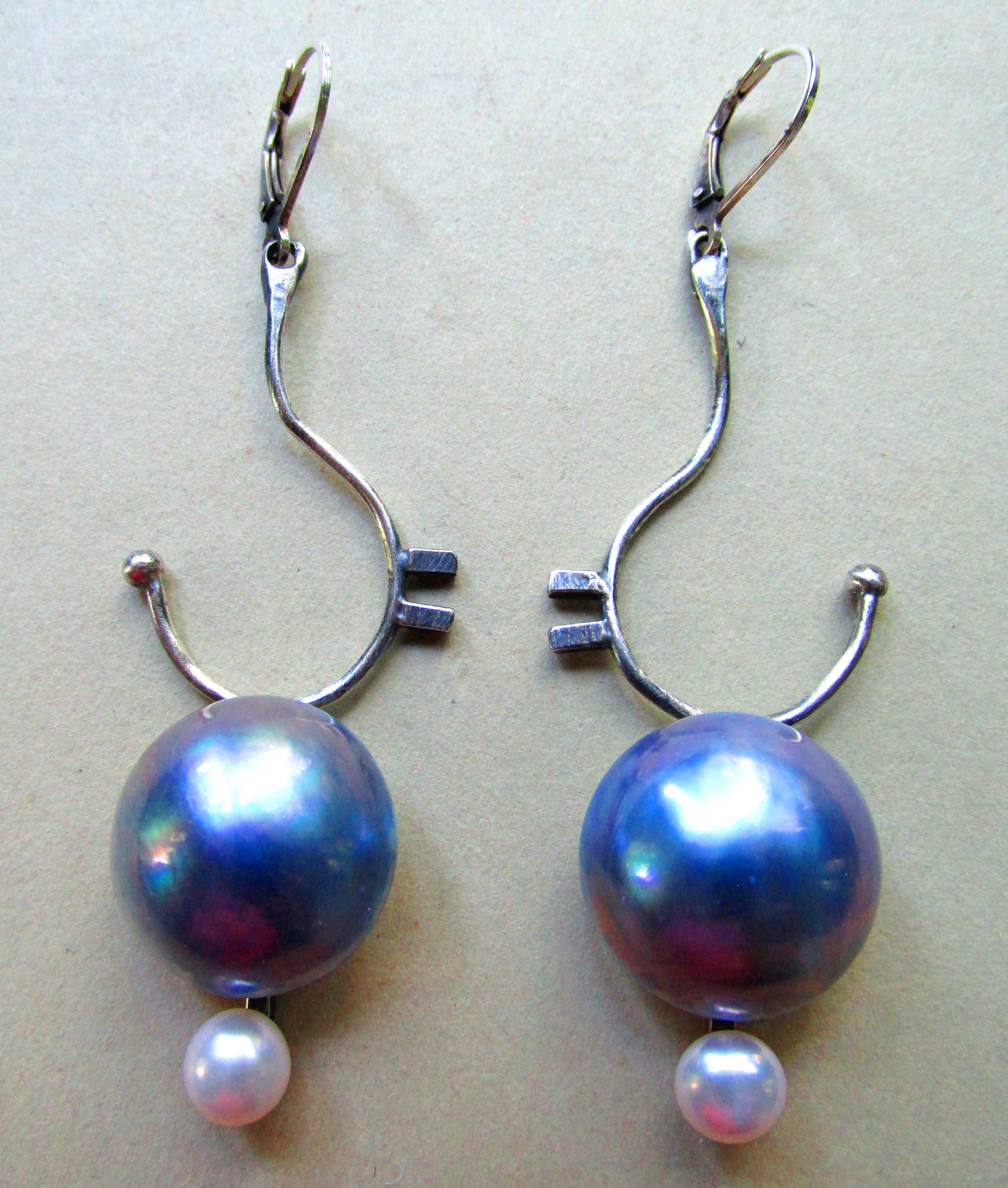 Pearls and Sterling Silver Earrings by Anne Rob