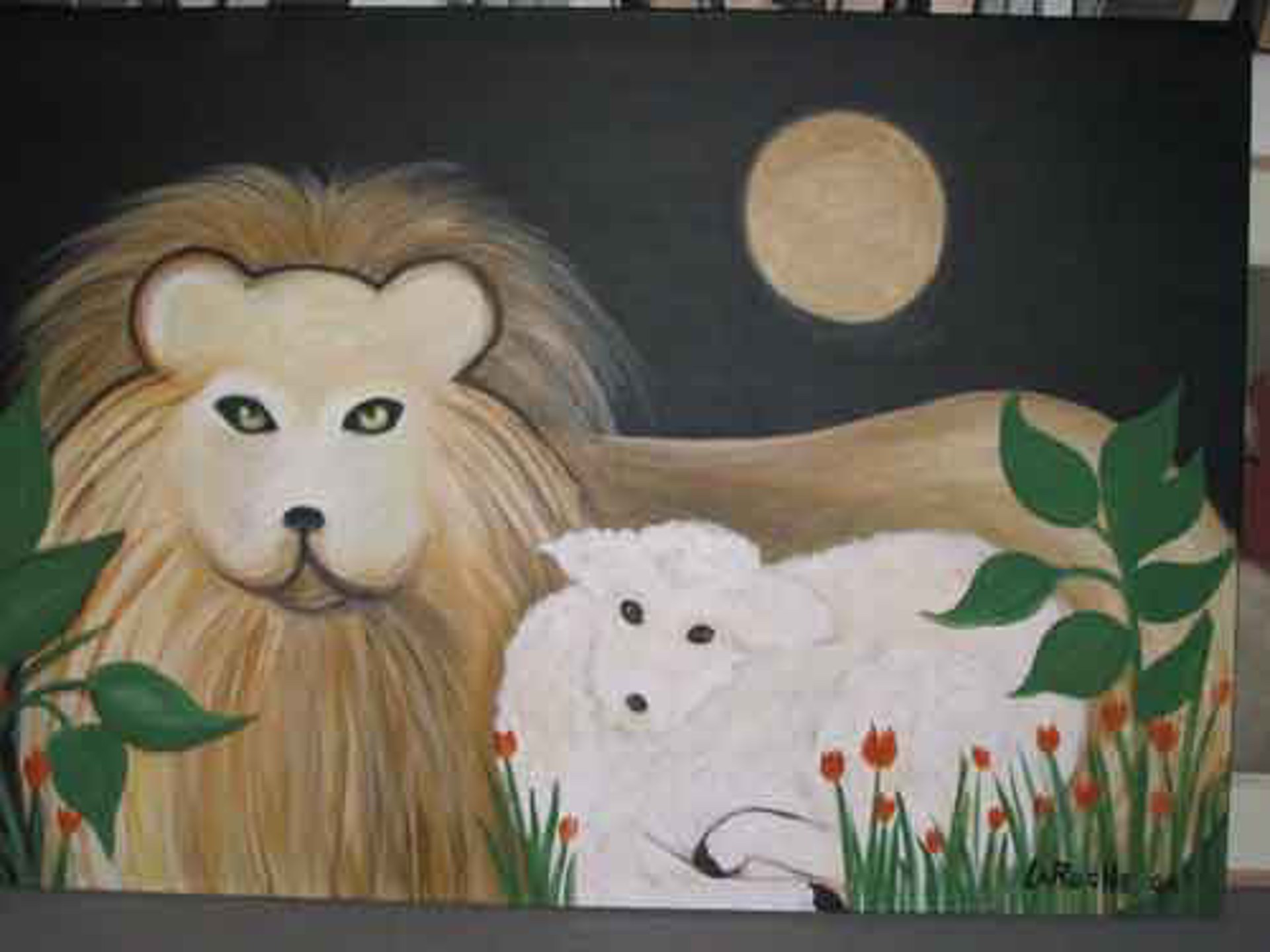 Lion and Lamb - SOLD available for commission by Carole LaRoche