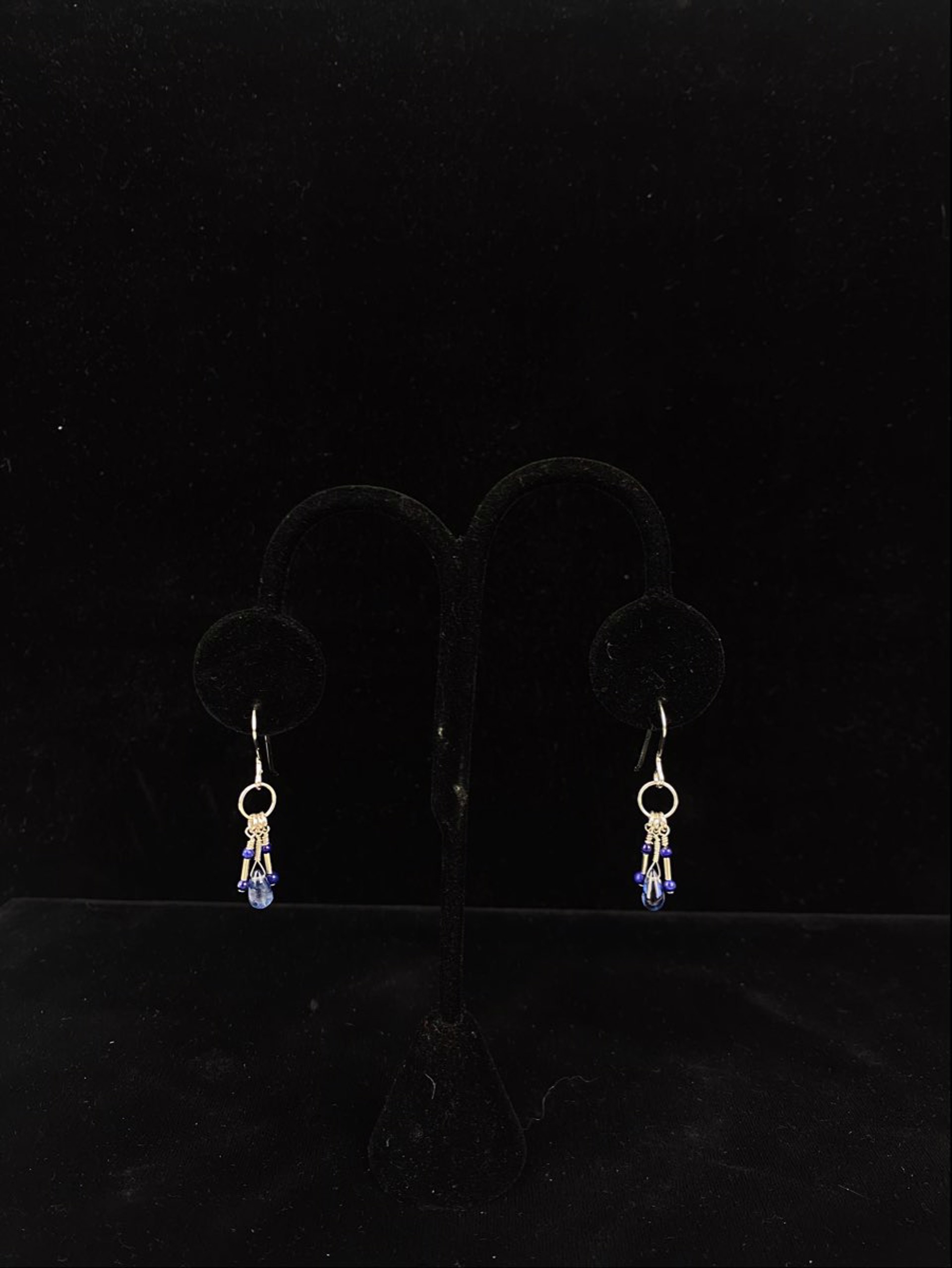 Kyanite, Lapis, and Sterling Silver Circle Fringe Earrings by Lisa Kelley