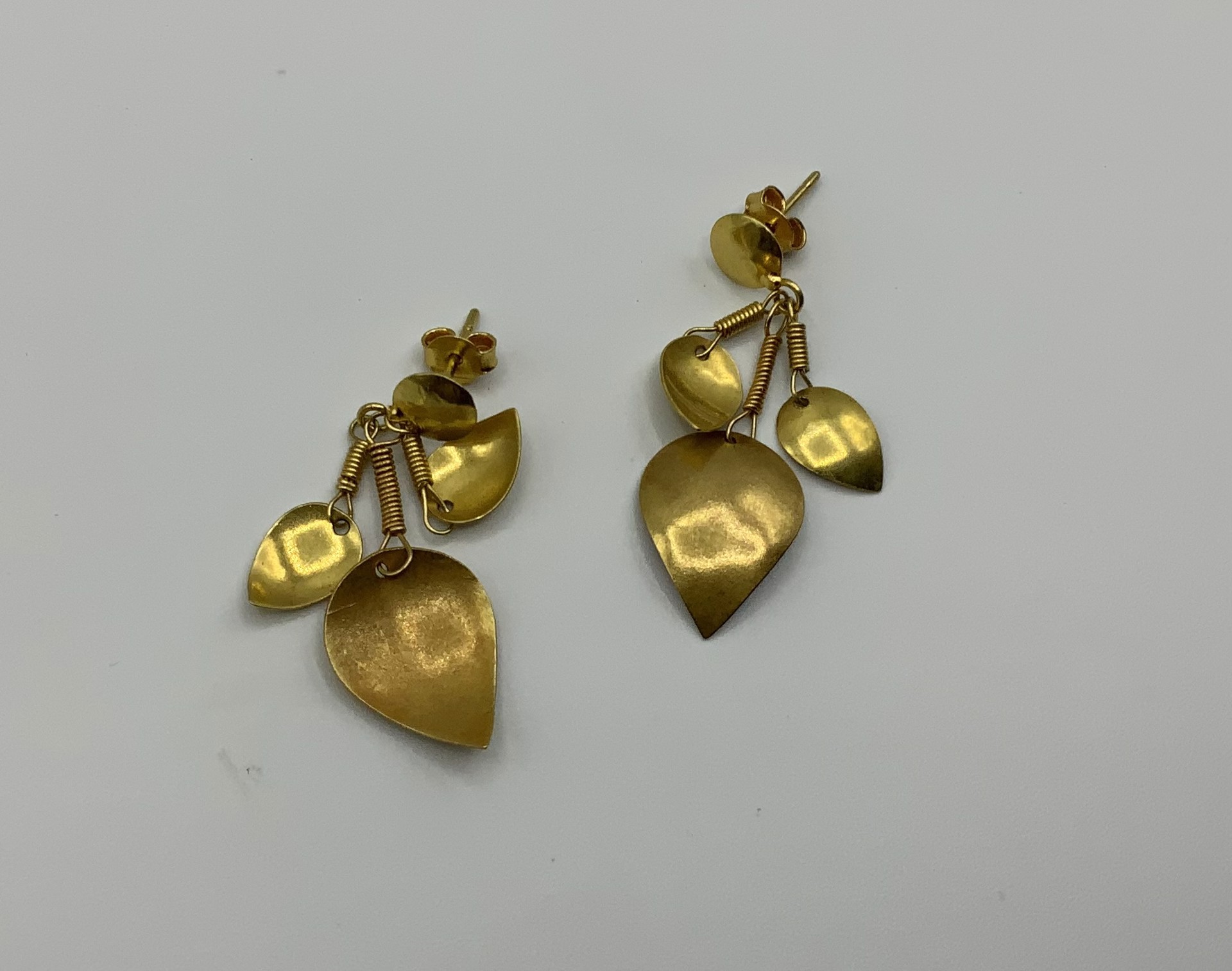 Leaf Earrings 18k gold by Mara Labell | ArtCloud