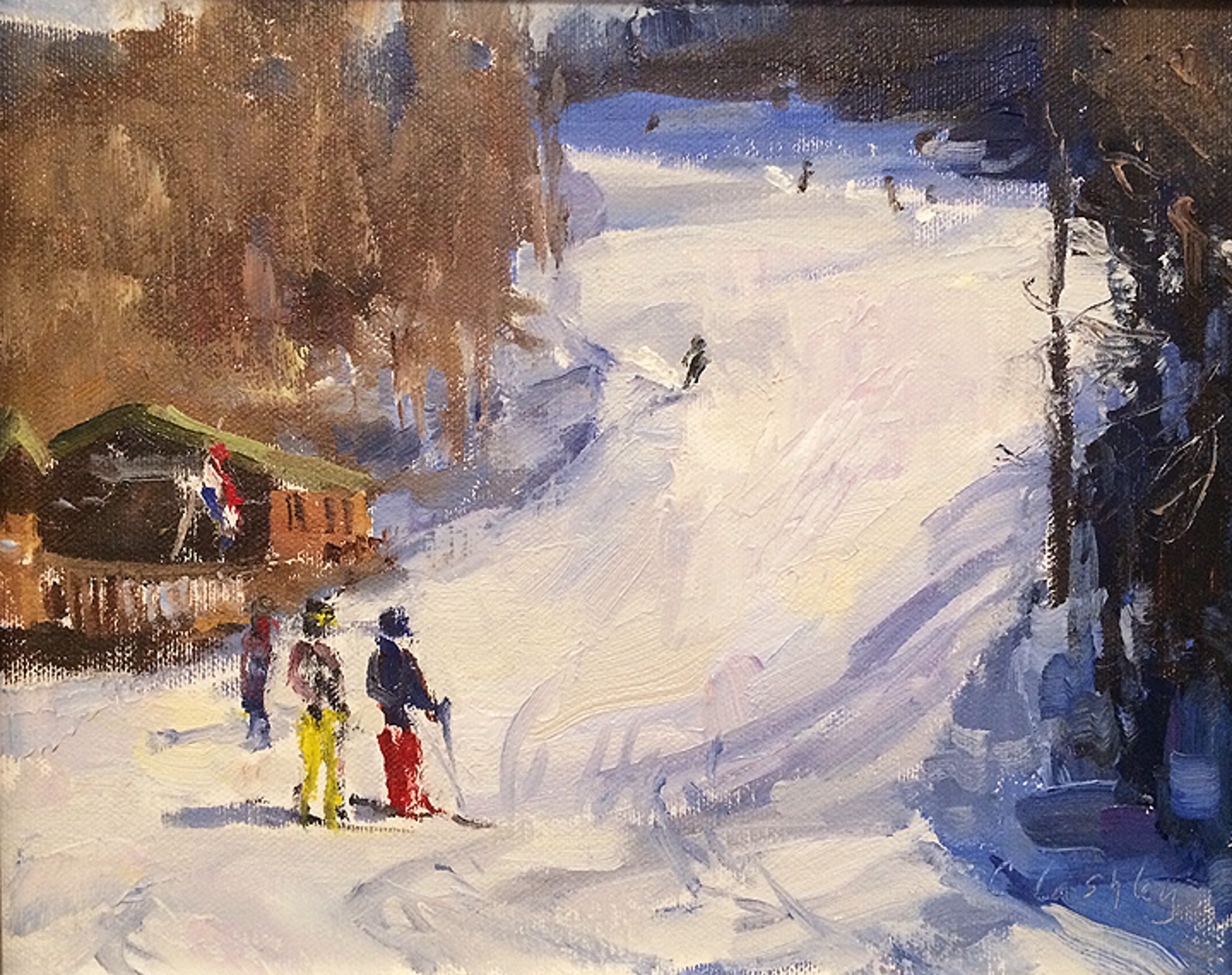 Watercolor and White Gouache SKI LIFTS 2 Painting Demo 