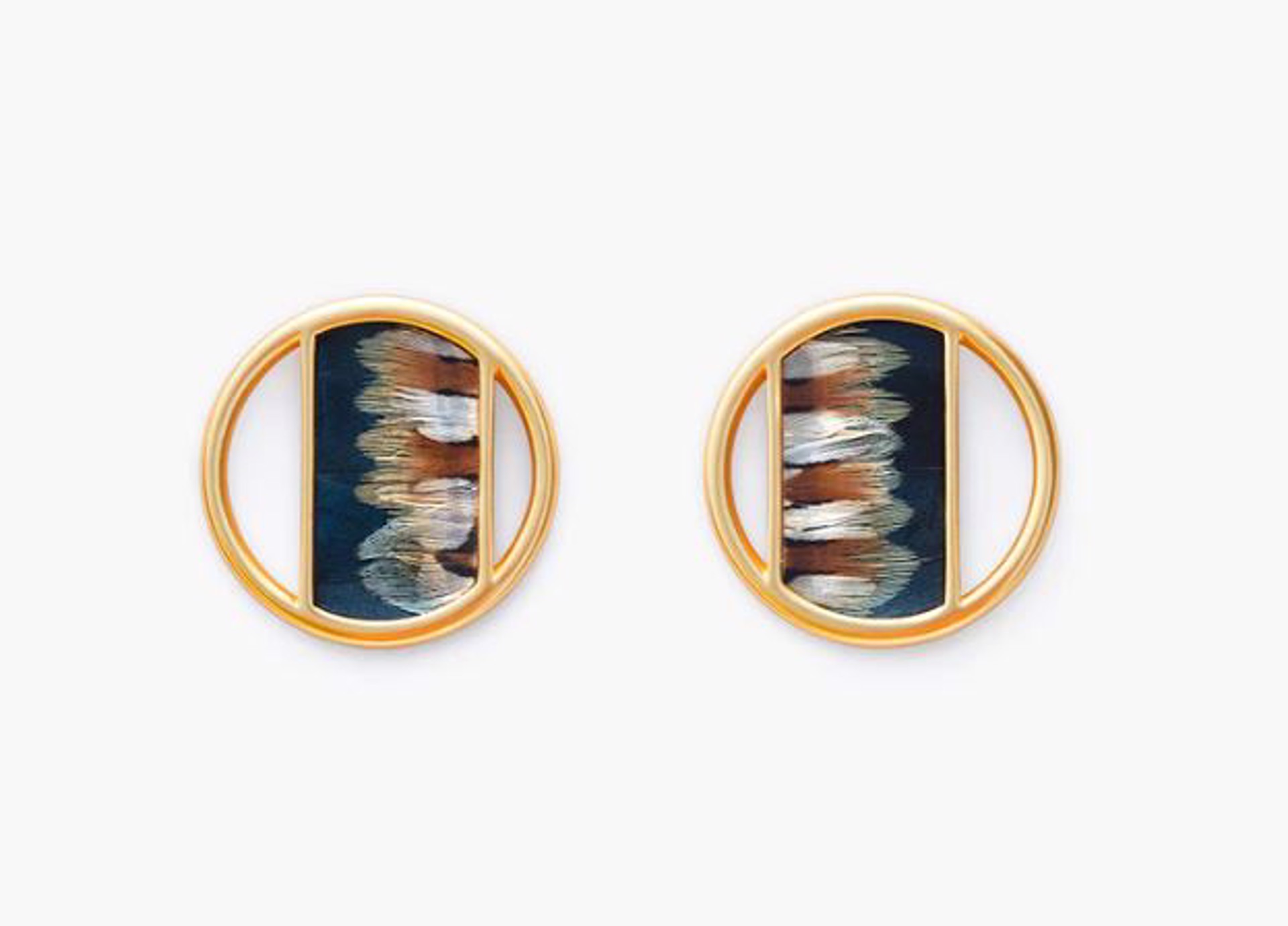 Suntrana Circle Earrings - Pheasant & Quail by Brackish | ArtCloud