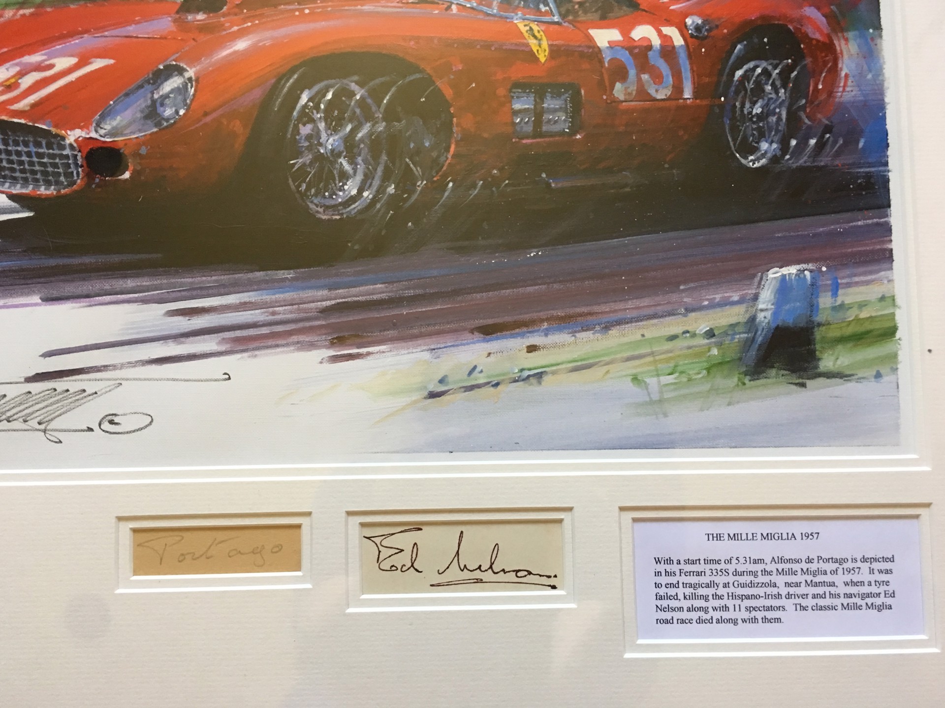 The Mille Miglia 1957 signed by Alfonso de Portago and Ed Nelson