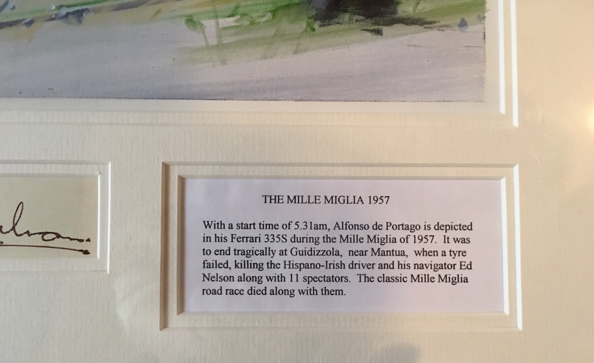 The Mille Miglia 1957 signed by Alfonso de Portago and Ed Nelson