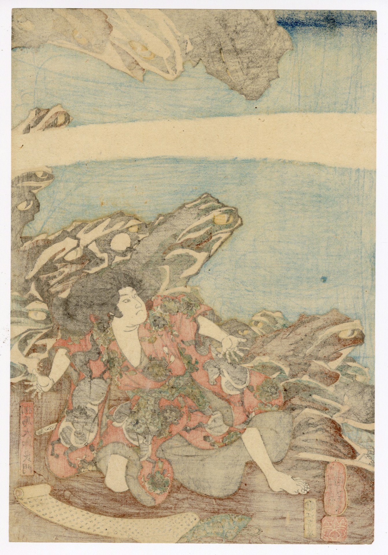 The Toad Spirit (Gama Sennin) instructing Yoshikado and his Sister
