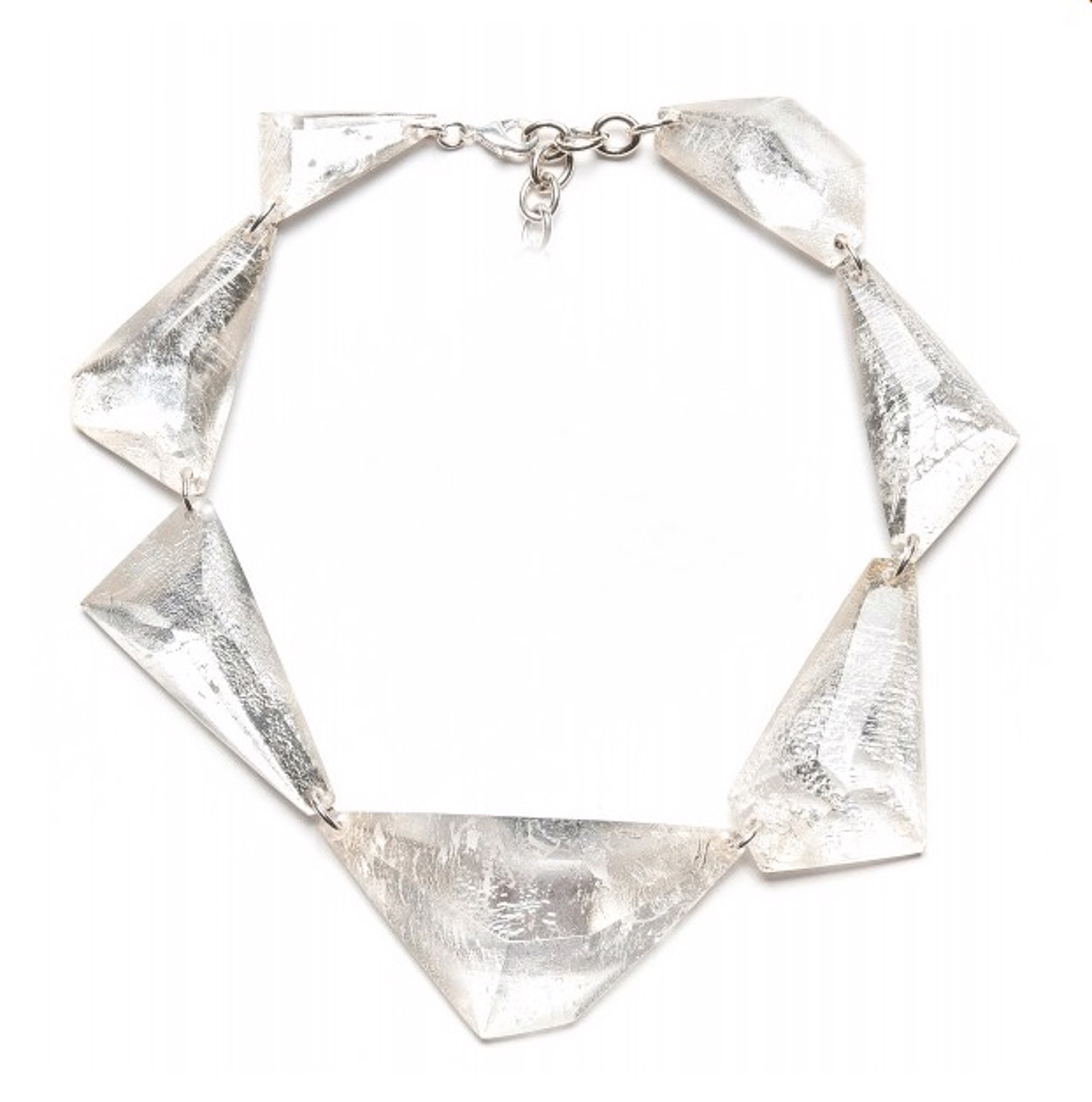 Silver Necklace Linked Faceted Triangles - MINERAL Silver by