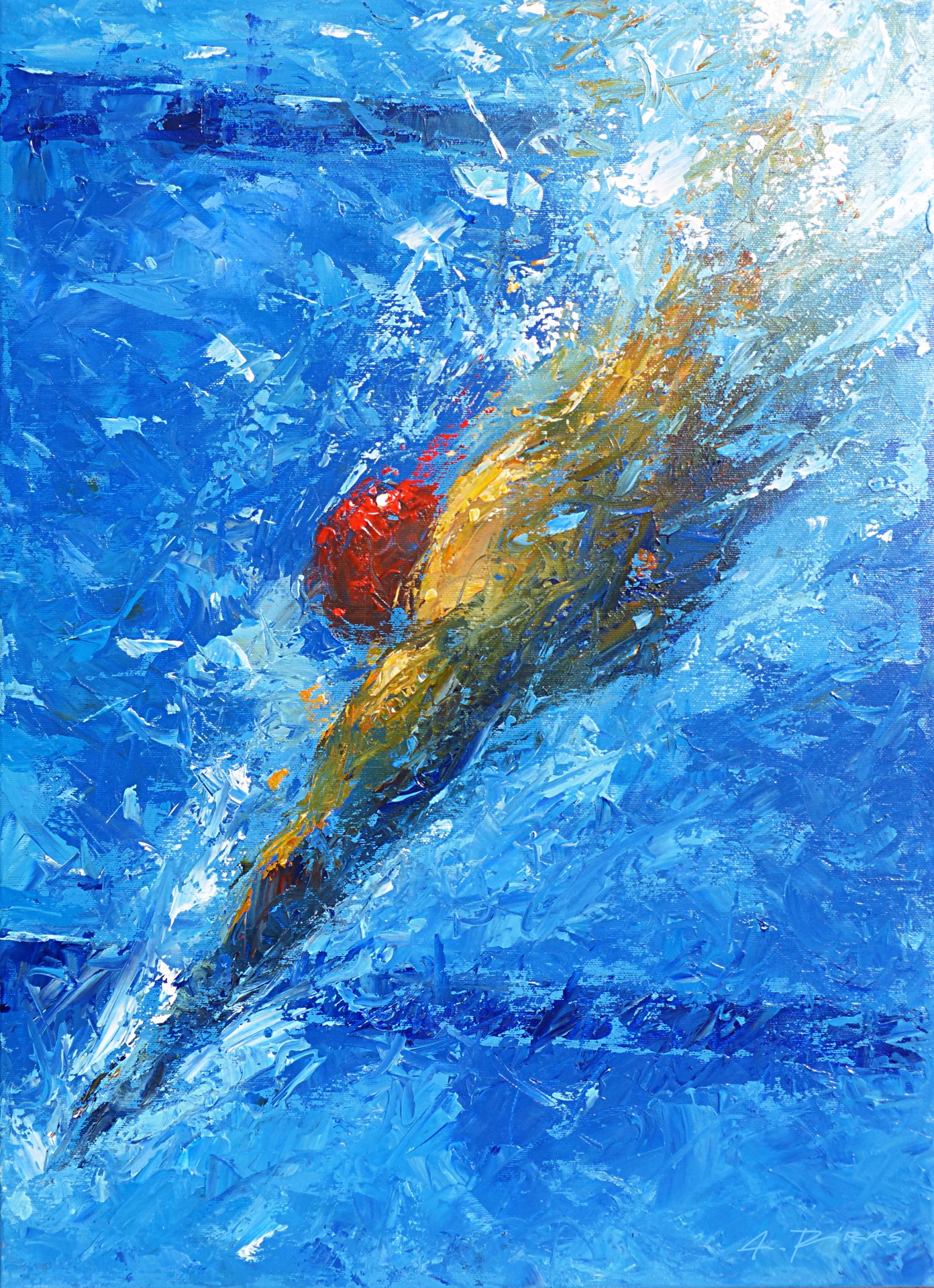 Swimmer with red cap by Alessandro Piras | ArtCloud