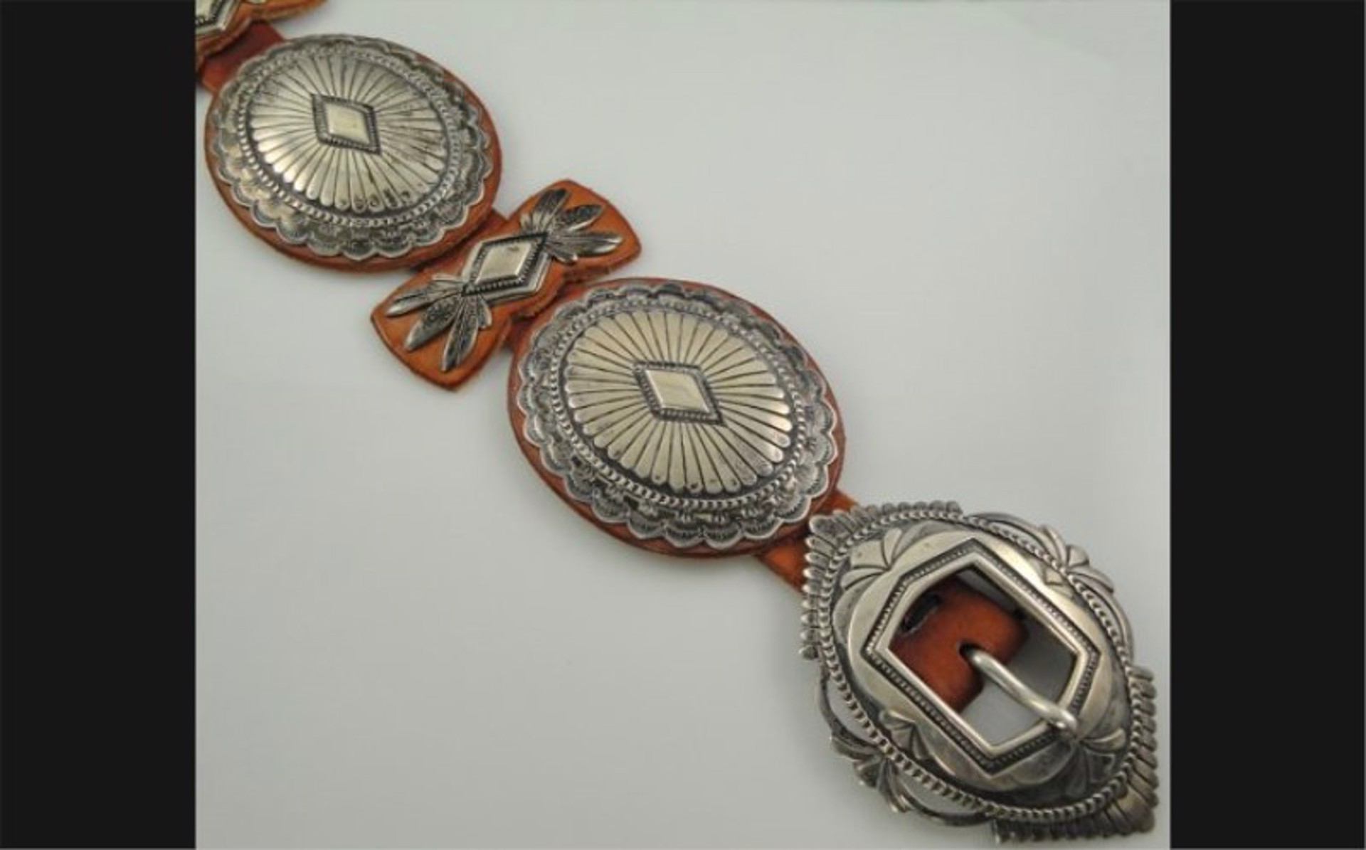 Walter Doran Belt WALT DORAN Large Sterling Overlay Concho Belt sold at  main image 2