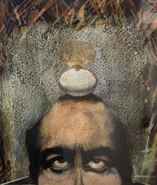 Untitled (egg atop man in box) by Robert Bradshaw Untitled (egg atop man in box) by Robert Bradshaw