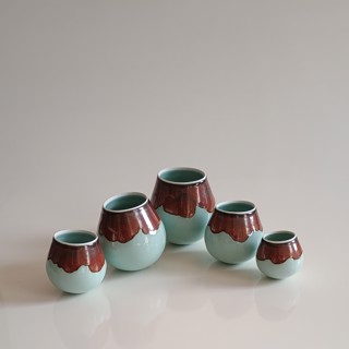 Chris Keenan, Set of Five Celadon Rocking Bowls, 2026