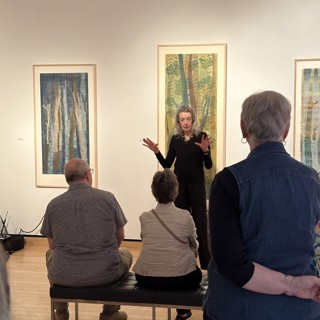 Jeanine Coupe-Ryding giving an artist talk at Iowa State University's Christian Peterson Art Museum for her premier of her show In The Woods. Jeanine Coupe-Ryding giving an artist talk at Iowa State University's Christian Peterson Art Museum for her premier of her show In The Woods.