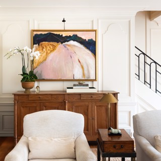 This stunning Freida Hamm piece ties the space together perfectly. Design: Elizabeth Malmo Interior Design, Photo: Ross Group Creative This stunning Freida Hamm piece ties the space together perfectly. Design: Elizabeth Malmo Interior Design, Photo: Ross Group Creative