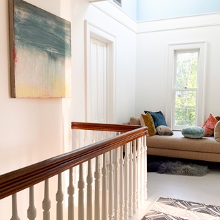 Handmade paint on Venetian plaster abstract landscape from Shawn Dulaney. 