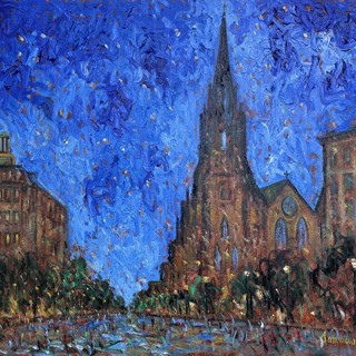 Newbury Street by Night, Boston, 36x40 Newbury Street by Night, Boston, 36x40