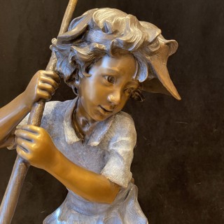 Walt Horton Huge Boy Fishing Bronze Statue Sculpture