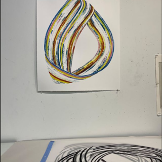 Laura tests out different options for each layer of her lithographs. Laura tests out different options for each layer of her lithographs.