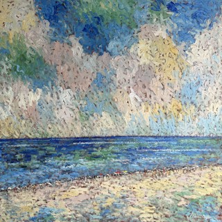 The beach, Two Umbrellas IV, 48x48 The beach, Two Umbrellas IV, 48x48