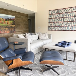 Private Residence. Painted wood and wax thread wall installation from Susan Stover. 