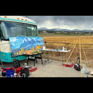 Carl Ortman on the Road in the Infamous Sparkle Bus Painting in the Colorado Rocky Mountains Carl Ortman on the Road in the Infamous Sparkle Bus Painting in the Colorado Rocky Mountains