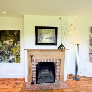 Private Residence of seasoned collectors in the Hudson Valley. Oil paint and collage from India Sachi. 