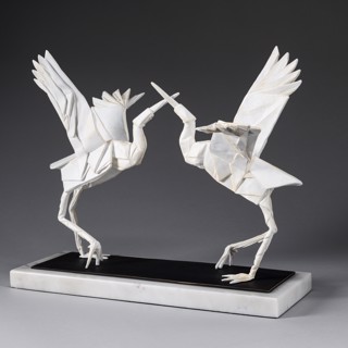 Kevin Box | Courting Cranes- maquette | Painted Cast Bronze on Marble | 14 x 16.50 x 12 in Kevin Box | Courting Cranes- maquette | Painted Cast Bronze on Marble | 14 x 16.50 x 12 in