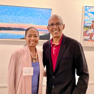 Artist Glenn Tunstull with Zita Cousens at the gallery during one of his exhibits. —Courtesy Cousen Rose Gallery