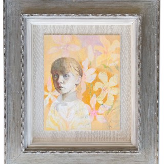 The Good Girl Mixed media on panel in a hand-painted antique frame 2025 The Good Girl Mixed media on panel in a hand-painted antique frame 2025