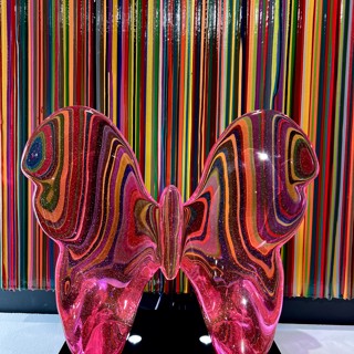 Jennifer Sabella's painting, "Commit" with Mara Sfara's "Butterfly" in lucite Jennifer Sabella's painting, "Commit" with Mara Sfara's "Butterfly" in lucite