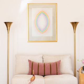 This Burton Callicott piece from the consignment collection adds a gentle stroke of color in this calm sitting room area. Designer: Cameron Howe, Photo: Ross Group Creative This Burton Callicott piece from the consignment collection adds a gentle stroke of color in this calm sitting room area. Designer: Cameron Howe, Photo: Ross Group Creative