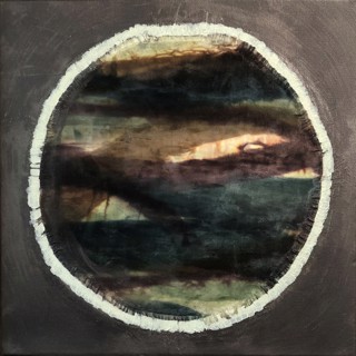 "Earthen" - acrylic and mixed media; 13.5"x13.5" framed; Available: $300 + shipping/packaging-handling.