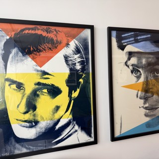 The movie stars series by Peter Tunney are unique silkscreens based on exclusively licensed photographs of movie greats including these two of James Dean and Peter O'Toole.