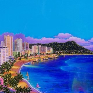 Moon Over Waikiki by Kimo | Island Art Galleries