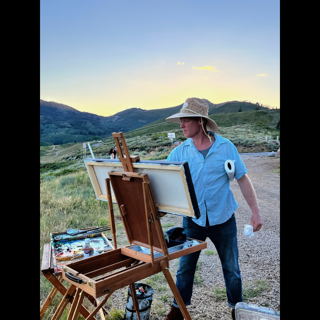 Carl Ortman on the Road at Deer Valley Resort Painting a Sunset Carl Ortman on the Road at Deer Valley Resort Painting a Sunset