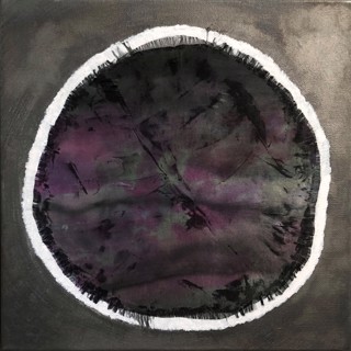 "Nightfall" - acrylic and mixed media; 13.5"x13.5" framed; Available: $300 + shipping/packaging-handling.