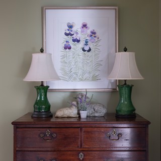 Bright blossoms by Anine Cecile Iverson help light up this hall space. Design: Dudley Rhodes, Photo: Ross Group Creative Bright blossoms by Anine Cecile Iverson help light up this hall space. Design: Dudley Rhodes, Photo: Ross Group Creative