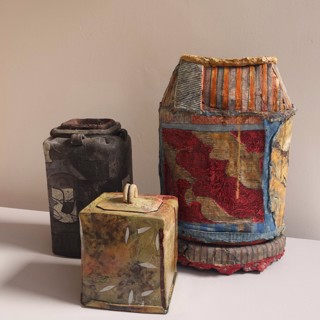 Left to right: Robert Cooper, Saggar Jar, Ducks in a Row Jar, and Throwing Everything At It Jar