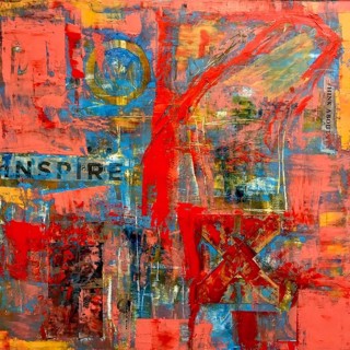 Patricia Leeds, Inspire, 24x24, oil, wax, collage, on paper Patricia Leeds, Inspire, 24x24, oil, wax, collage, on paper