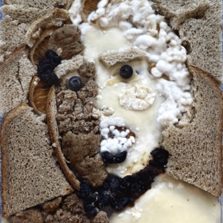 "Self-Portrait in Mold" (2022). Eugene Eunoia Brukhman. Clear container, food, mold, digital photography. Variable dimensions