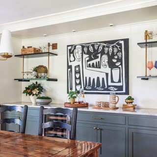 Le Crue's work adds a bold touch to this dining area. Design: Lauren Patterson Interiors Le Crue's work adds a bold touch to this dining area. Design: Lauren Patterson Interiors