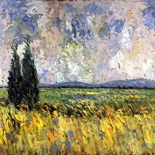 Cypresses and wheat field, 30x36 Cypresses and wheat field, 30x36