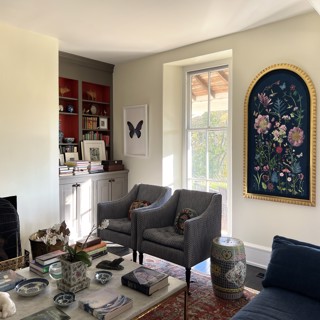 Private residence. Cyanotype painting by Julia Whitney Barnes with frame by Kurian Frames.