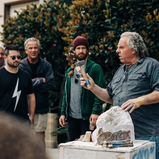 Steven Lustig discussing how to handle stone carving tools Steven Lustig discussing how to handle stone carving tools